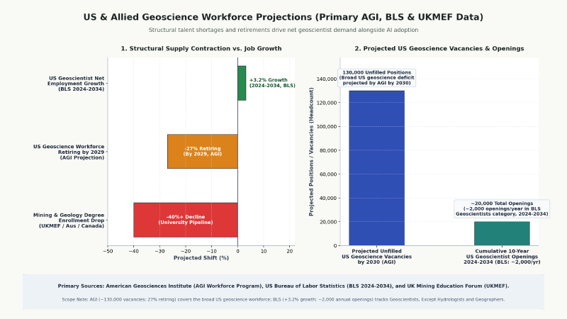 Chart of projected US geoscience workforce retirements and demand