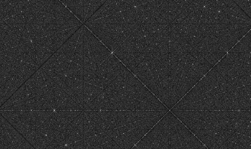 A section of an FFT of the same image (contrast enhanced to improve pattern visibility on a regular PC/phone screen)