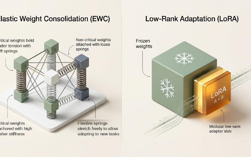 What Are Elastic Weights? EWC vs. LoRA in Continual Learning